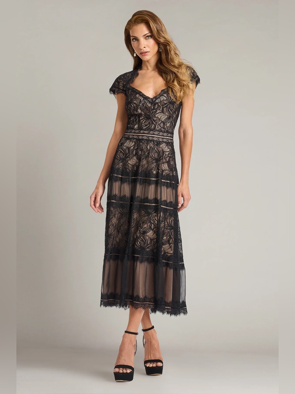 TADASHI SHOJI - MAELLE LACE MIDI DRESS